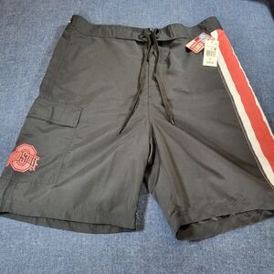 Ohio State Buckeyes Mens XL Black Board Shorts Swim Trunks NWT Side Stripe Cargo